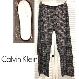 Calvin Klein Logo Pajama Pants and new slippers